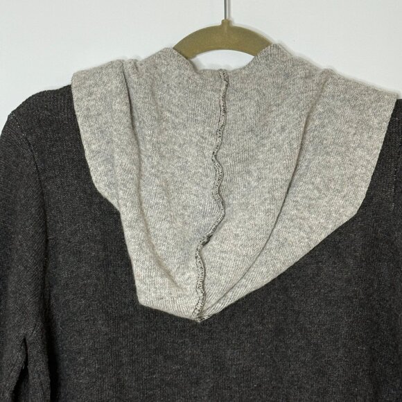 Bendetta B Merino Wool Cashmere Blend Gray Color Block Hooded Cardigan Medium - Picture 5 of 8